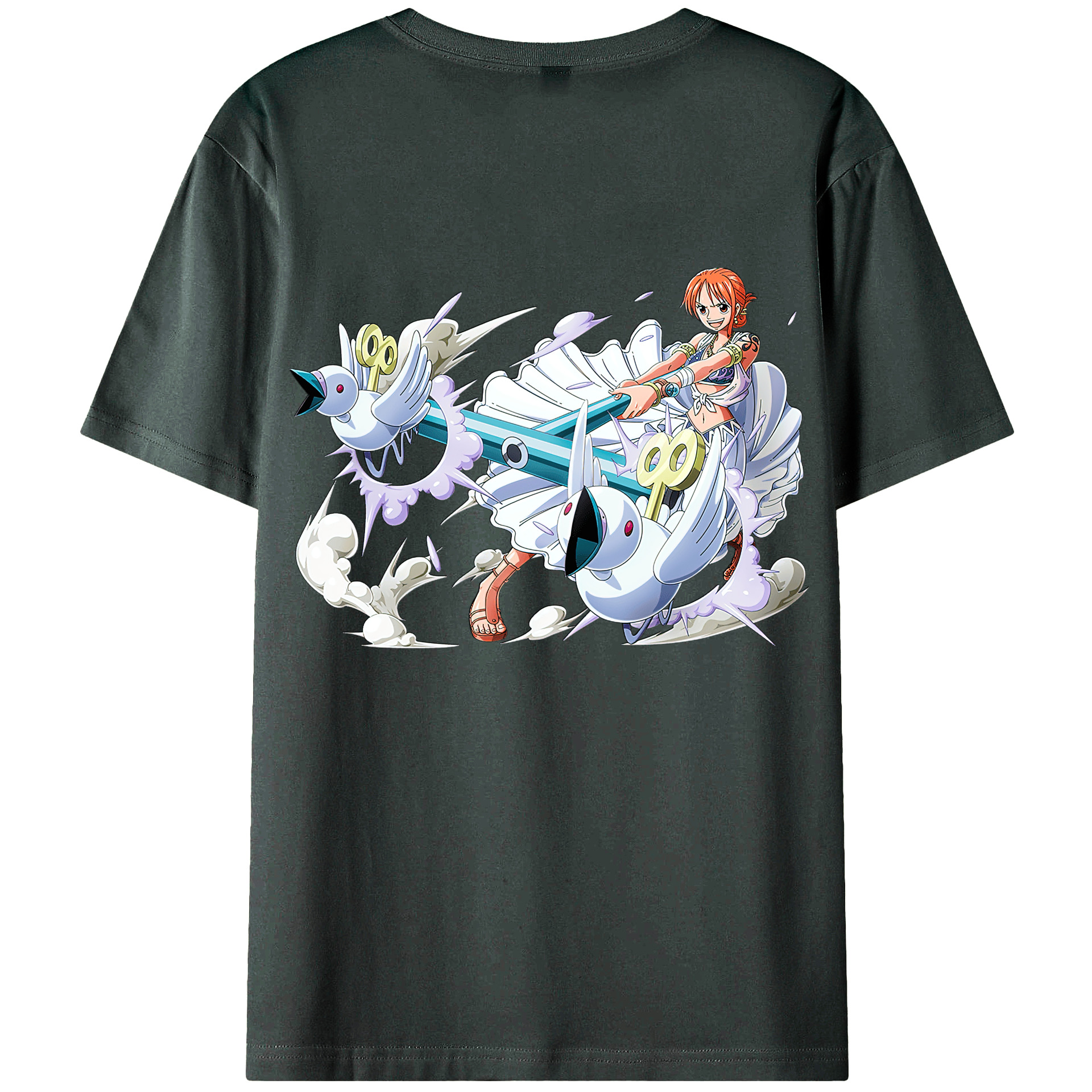 （画像用） ワンピース ナミ ONE PIECE Nami 綿100％ メンズ半袖Tシャツ（バックプリント） 通気性